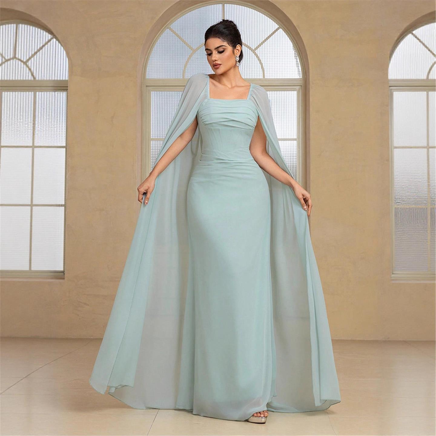 Linen Dress Wrap - ชุดราตรียาวหรูหรา สีพื้น KY2119 ทรงกระโปรงมิดิ แขนกุด สไตล์ลำลองสำหรับธุรกิจ