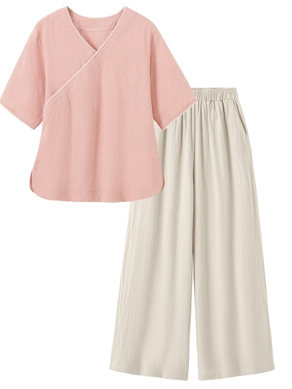 ชุดเซ็ตสองชิ้นสไตล์จีนโบราณ ผ้ - Linen Pant Wide บทวิจารณ์และราคา